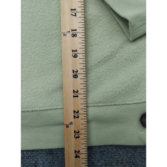 Madewell Fleece Sweater Womens Medium Green Resourced Brushed Side Buttons - Picture 7 of 11